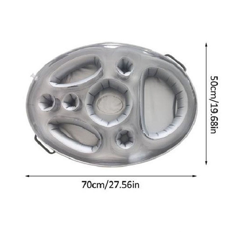 Uppblåsbar vattenisbar i pvc - självbetjäningsbricka för is, flytande dryckeshållare för fest, med flerhåls muggunderlägg: Marinblå