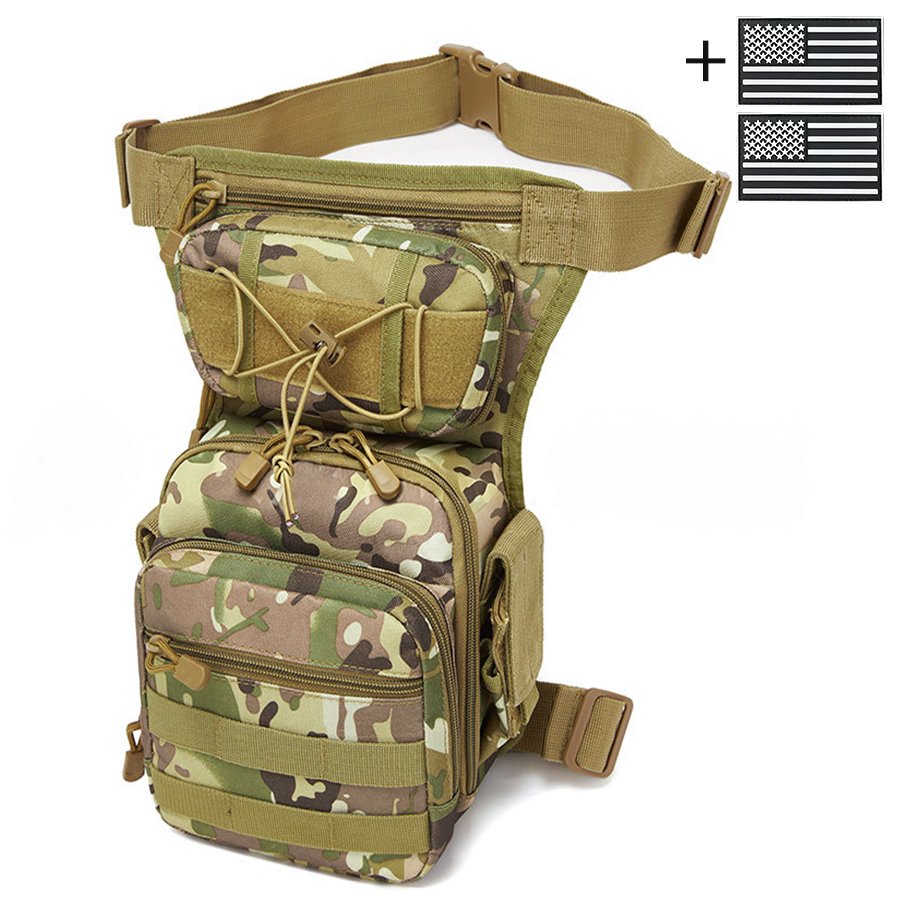 Outdoor wear-resistant nylon multifunctional leg bag with adjustable MOLLE mounting waist bag toolkit: Blue color