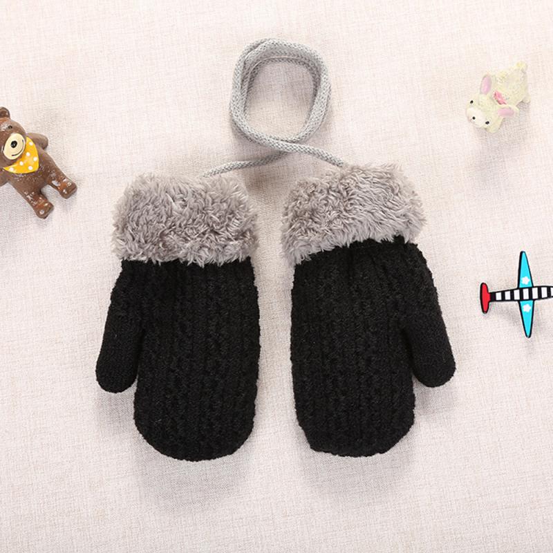 0-4Y bébé hiver gants tricoté mignon épais tricot mitaines Patchwork extérieur mitaines laine pour enfant en bas âge infantile -né filles garçon