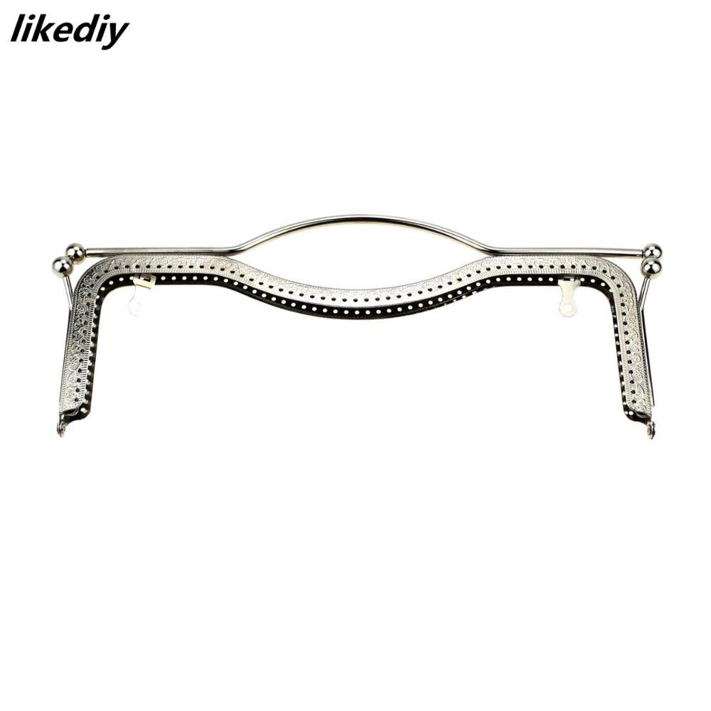 4 pz/lotto 27 CM bronzo argento oro nero labbra borsa in metallo cornice bacio chiusura goffratura maniglia borsa da cucito parte: Silver