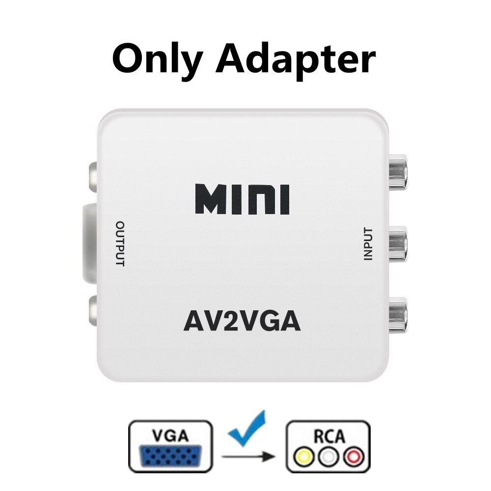Convertidor Mini RCA a VGA, convertidor AV2VGA VGA2AV con Audio de 3,5mm, convertidor de vídeo VGA para PC a TV, ordenador a TV: Only adapter