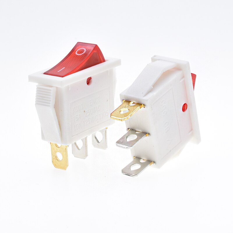 SPDT power switch control switches international KCD3 with red indicate light 3 connect prong 3 button