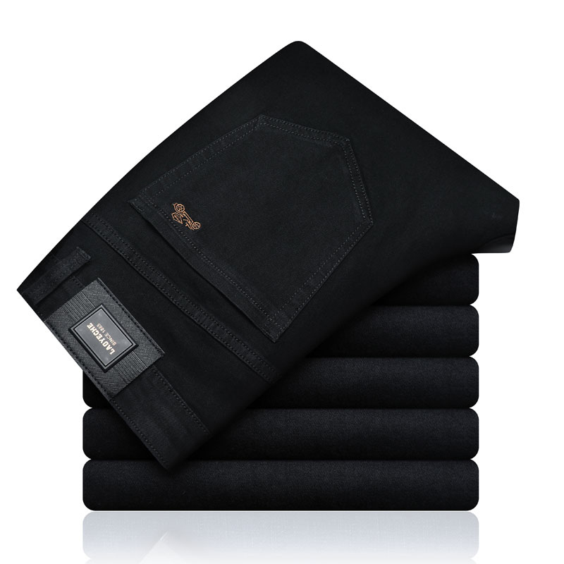 LAOYECHE Brand Men's Black Jeans Business Classic Style Elastic Slim Trousers Jeans Male