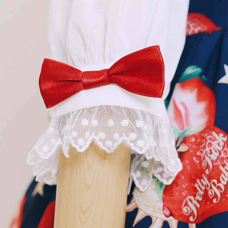 Kawaii Lolita Jurk Aardbei Angel OP Jurk Japanse Leuke Dame Korte Mouw Print Lolita Prinses Jurk