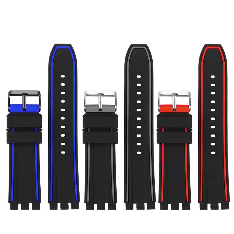 Correa de reloj de goma de 19mm, 20mm y 21mm para Swatch, correa de reloj para hombre YVS400 YVS451 YVB404, pulsera de silicona impermeable para deportes al aire libre