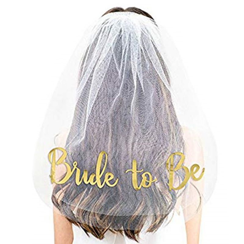 Bachelorette Party funkeln Gold Druck Braut Zu Werden Schleier Braut Dusche Liefert Engagement Hochzeit Dekoration Henne Nacht Zubehör