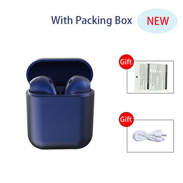14 colores Macaron i12 TWS auriculares inalámbricos Bluetooth 5,0 auriculares originales inpods i12 mate sonido supergrave auriculares i2 TWS: i12 dark blue