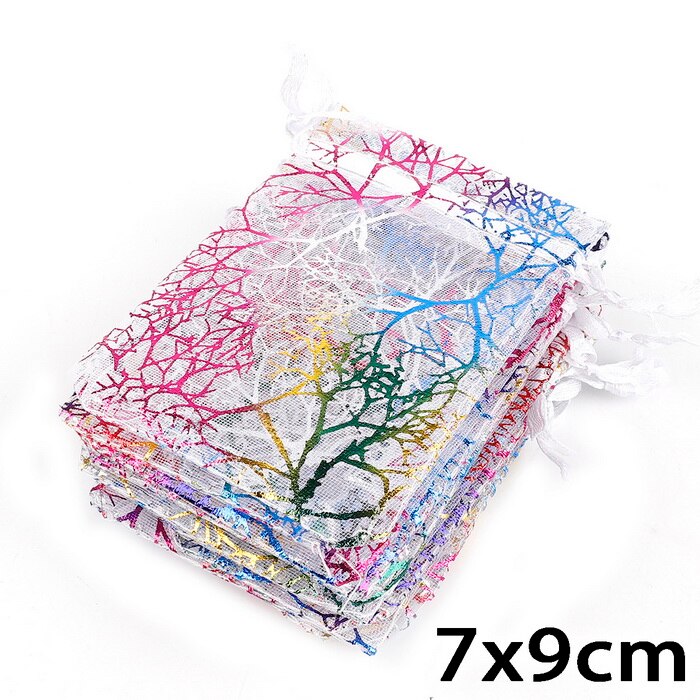50 sztuk sznurek torby z organzy białe i kolorowe opakowanie na biżuterie torby torby na prezenty ślubne woreczki na biżuterię 7x9cm 9x12cm 10x15cm: White 7x9cm / 10pcs