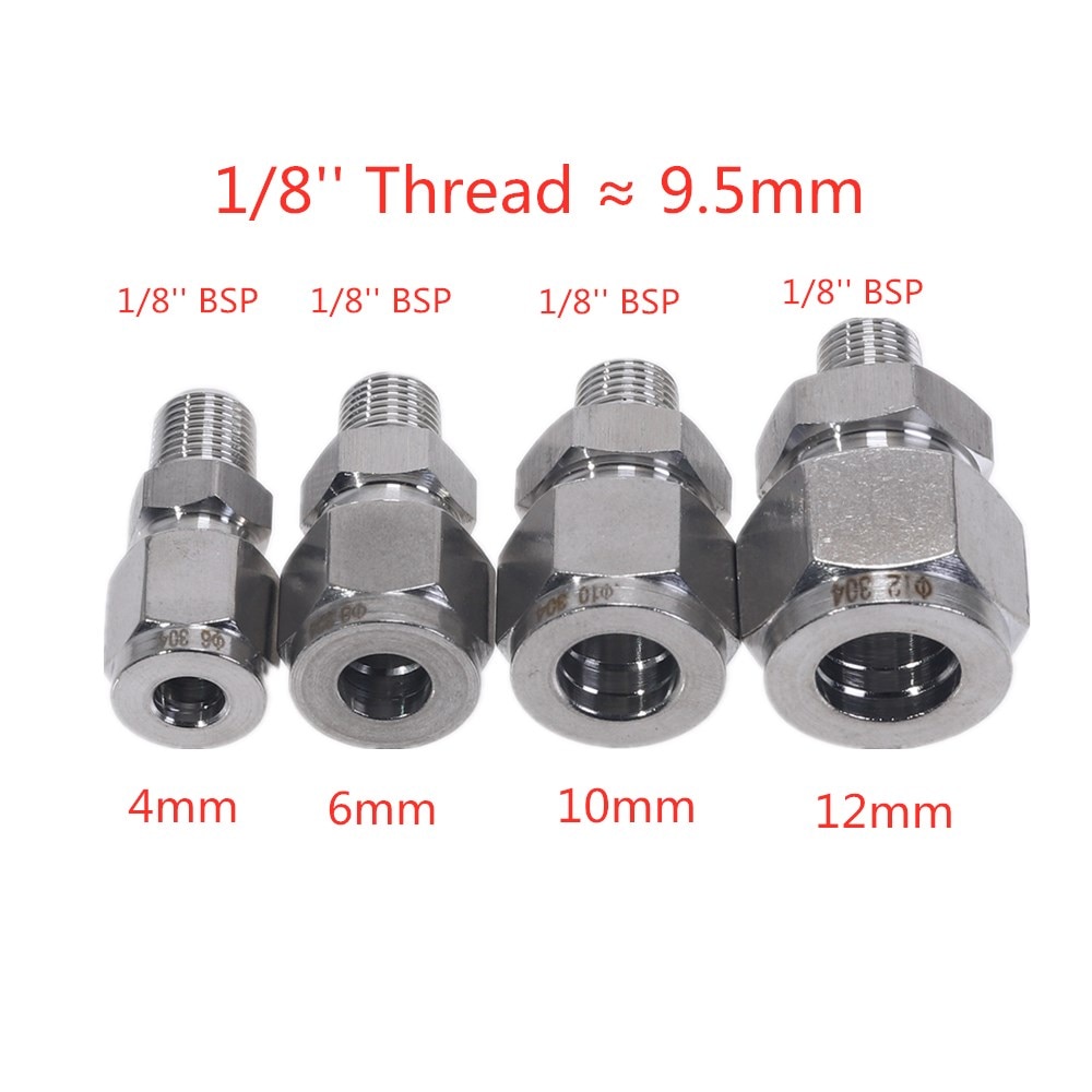 Steel Straight Conversion Adapter Fittins 304 SS Pipe Fitting Tube DSJ-M,YDF-LOK,LOK, Ferrule Connector 1/8’’ 1/4&#39;&#39; 3/8&#39;&#39; 1/2&#39;&#39;