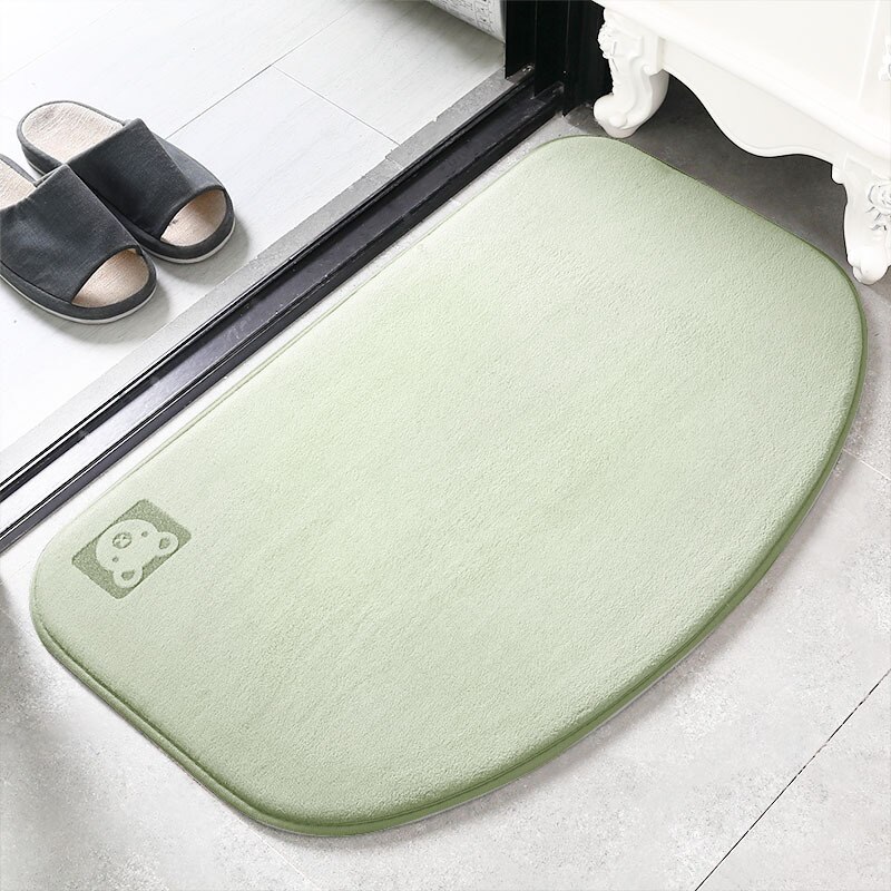 Super Absorbent Bathroom Mat Rug Non-slip Memory Foam Bath Mat Carpet for Bathtub Floor Rugs Shaggy Shower Room Doormat Footpad: Green bathroom mat / 45X68CM