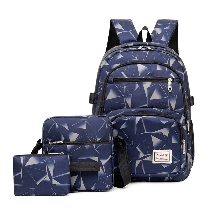 waterproof School Backpacks 3 pcs Girls boys Children Backpack School Bags set Kids Backpack schoolbag kids Mochila Escolar: dark blue