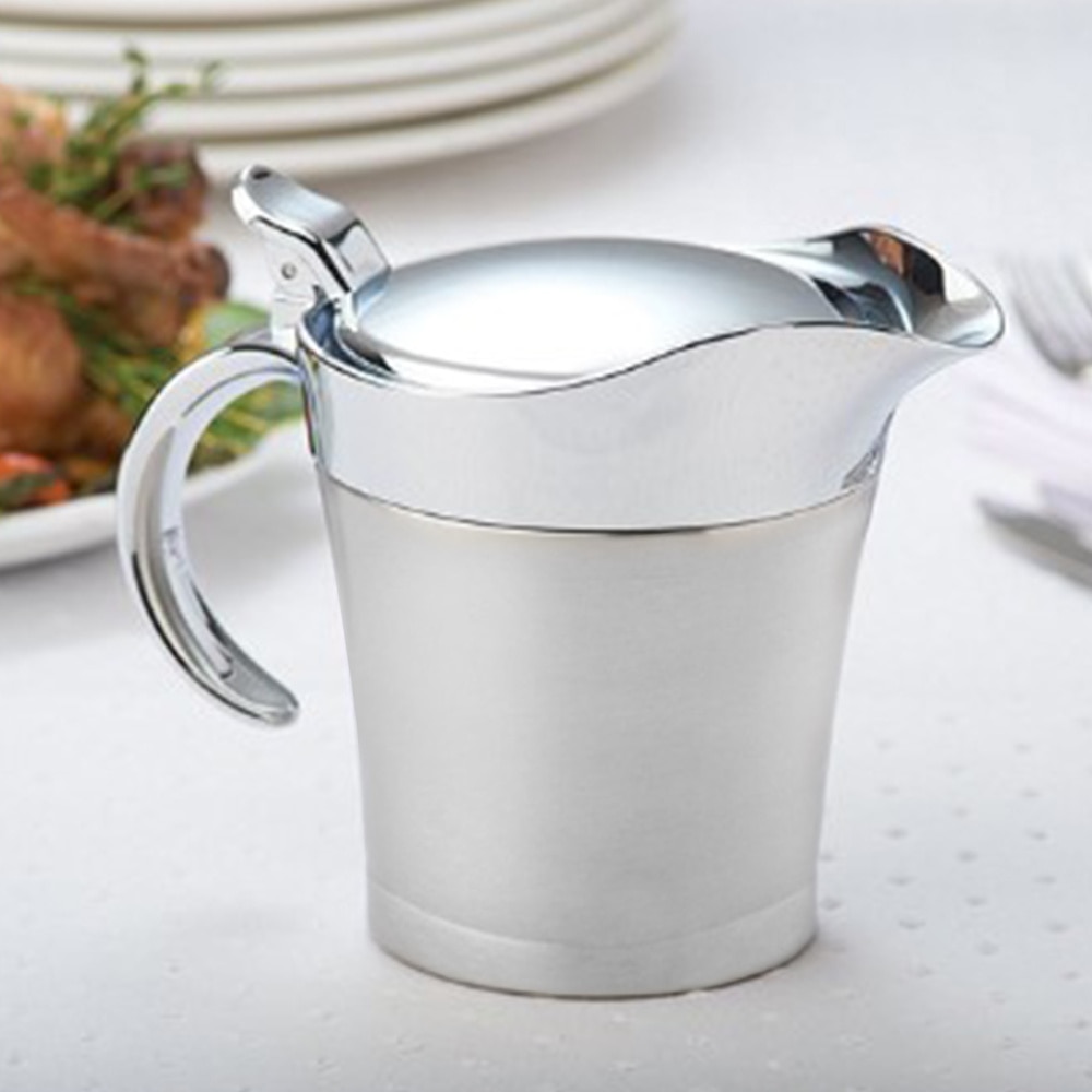 Stainless Steel Gravy Container Boats Pot Double-Layer Insulation Fruit Juice Dispenser Steak Juice Sauce Thermal Thermo Jug