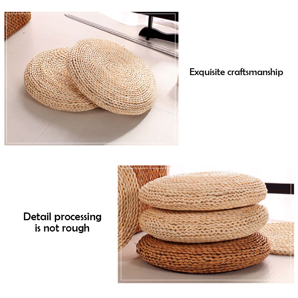 Puff Natural-cojín redondo de paja Natural tejido a mano, almohada de meditación, suelo suave, silla de Yoga, alfombrilla para asiento, Tatami, almohadilla para ventana