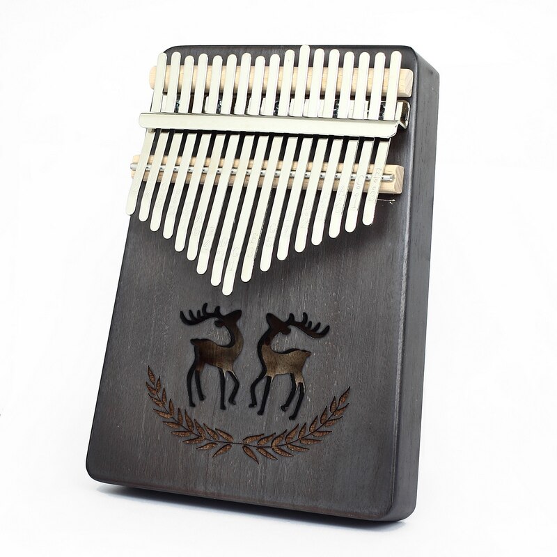 17 touches Kalimba pouce piano doigt piano débutant instrument de musique africain solide pêche coeur avec étude livre tuning marteau: Clair de lune Argent