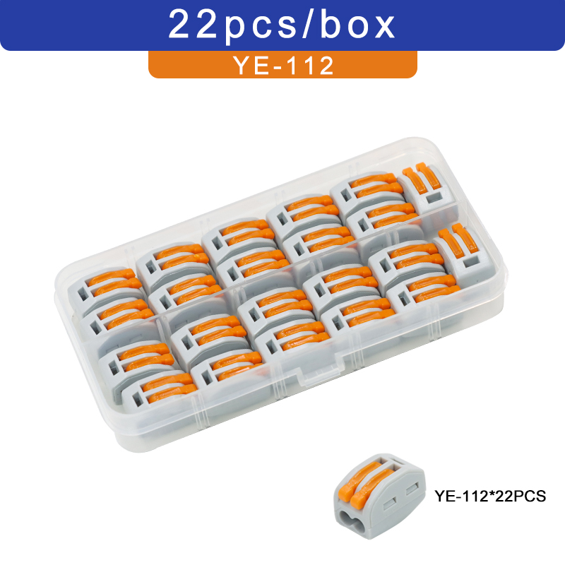 Electrical wiring terminals set cage spring universal fast terminal household connectors for connection push-in terminal block: YE-112 22P