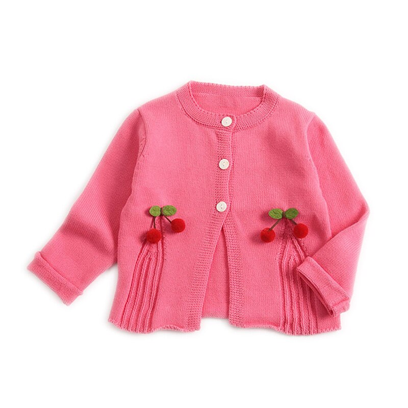 Giacche per bambina primavera autunno cardigan per neonato lavorato a maglia per bambini cappotti in cotone per bambini capispalla per neonato in ciliegio carino: rosa / 24M