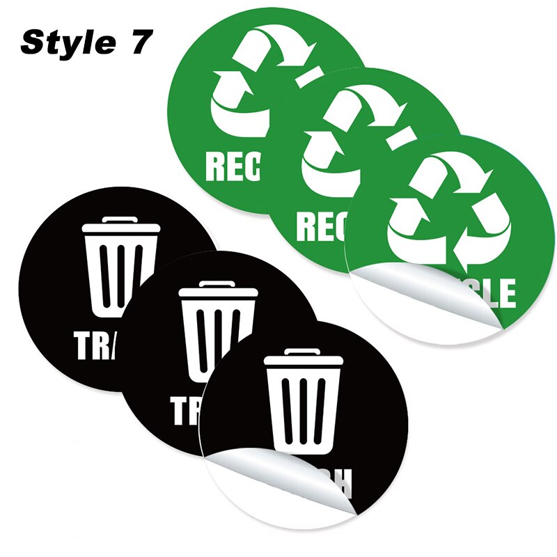6pc Trash Bin Classification Sticker Home Self-adhesive Is Recyclable Classification Sign Trash Can Decal: Style7