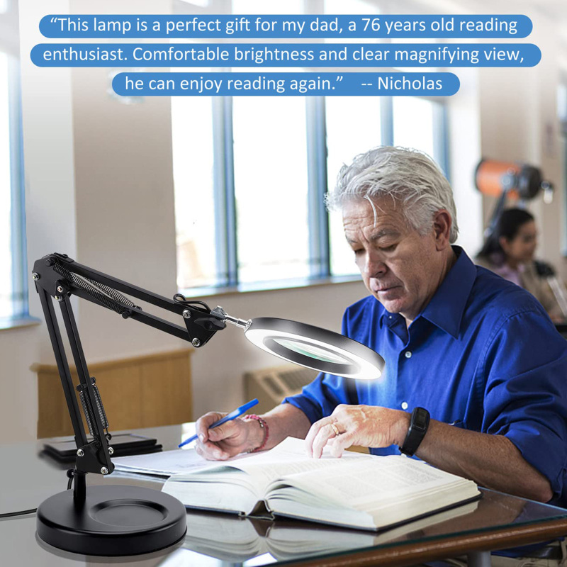 10X Echt Glazen Vergrootglas Tafellamp en Clip-On LED Verlichte Vergrootglas voor Soldeerbout Reparatie Lezen Ambachten Close-Up werk