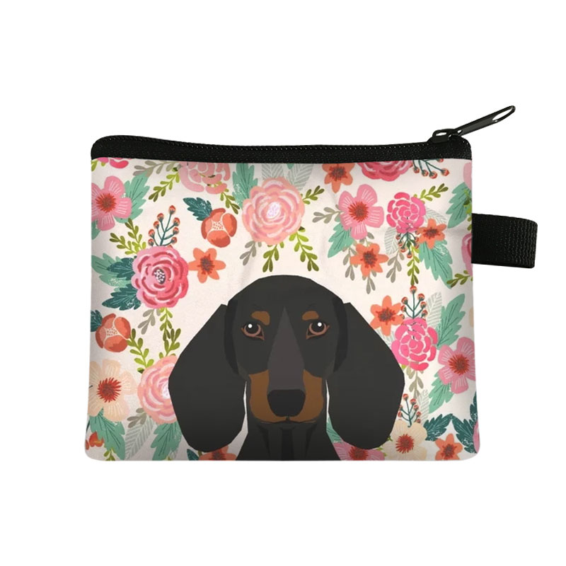 Einzigartige Katze Hund Mit Blume Malerei Münze Tasche Für Frauen Geldbörsen Mädchen Lippenstift Karte Tasche Mini Brieftaschen Für: lqbyhm04w