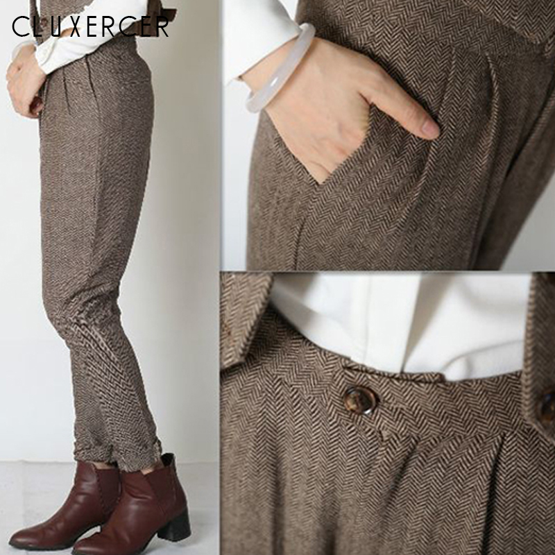3 peça conjunto de lã feminino calças ternos fino trabalho wear escritório senhoras manga longa blazer + colete + calças terno feminino