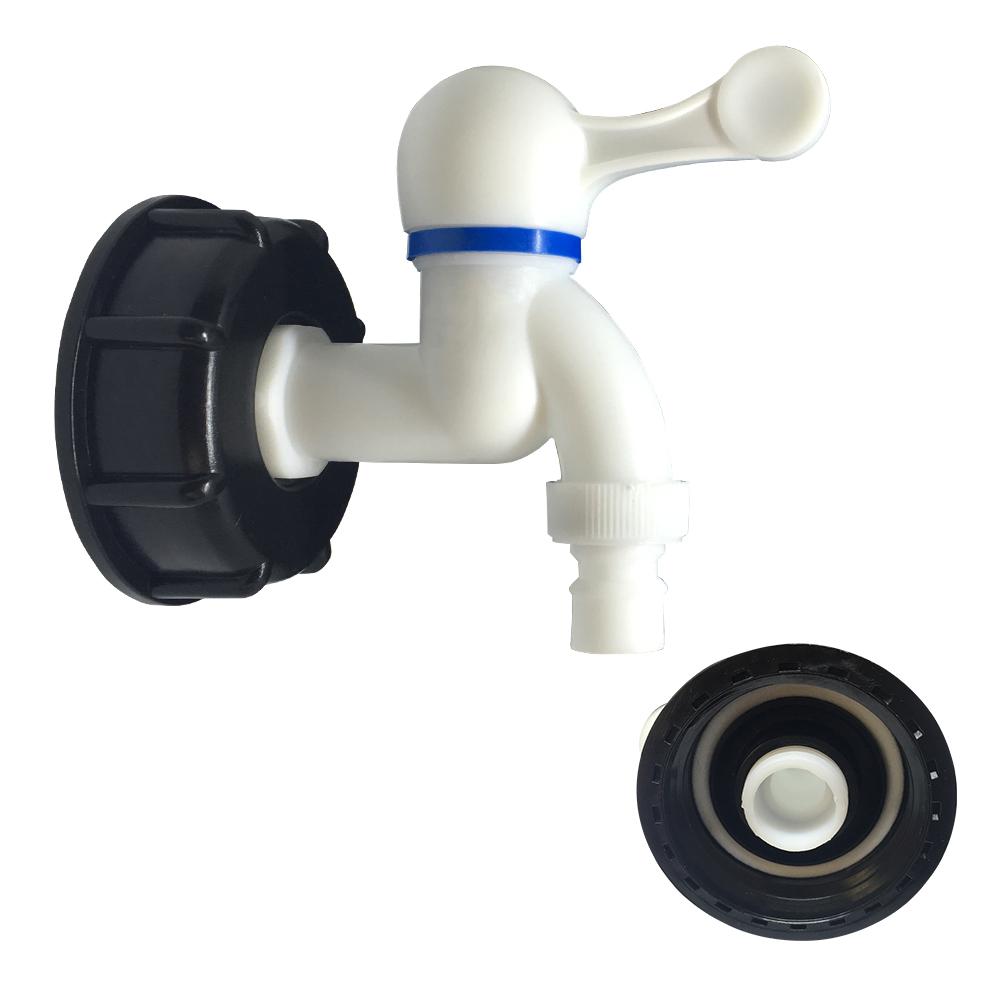 Dobbelthane 1000 liter ibc adapter have vandtank stik regnvand tank adapter fitting til hjemmet have vand stik: G
