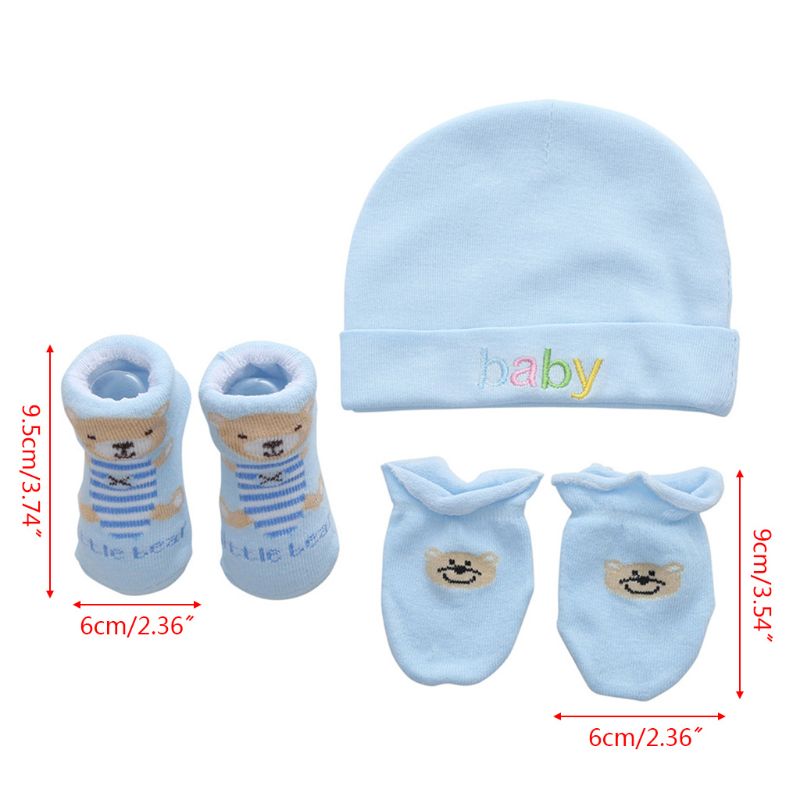 0-12M Fall Winter Baby Hat and Mittens Girl Boy Cap Socks Comfy Infant Hat & Gloves Cotton Toddler Newborn Baby Accessorise