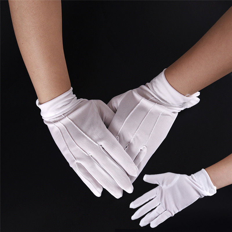 1Pair White Cotton Gloves Work Uniform Catering Uniforms Magician Parades Inspection Five-fingers Women Men's Work Gloves