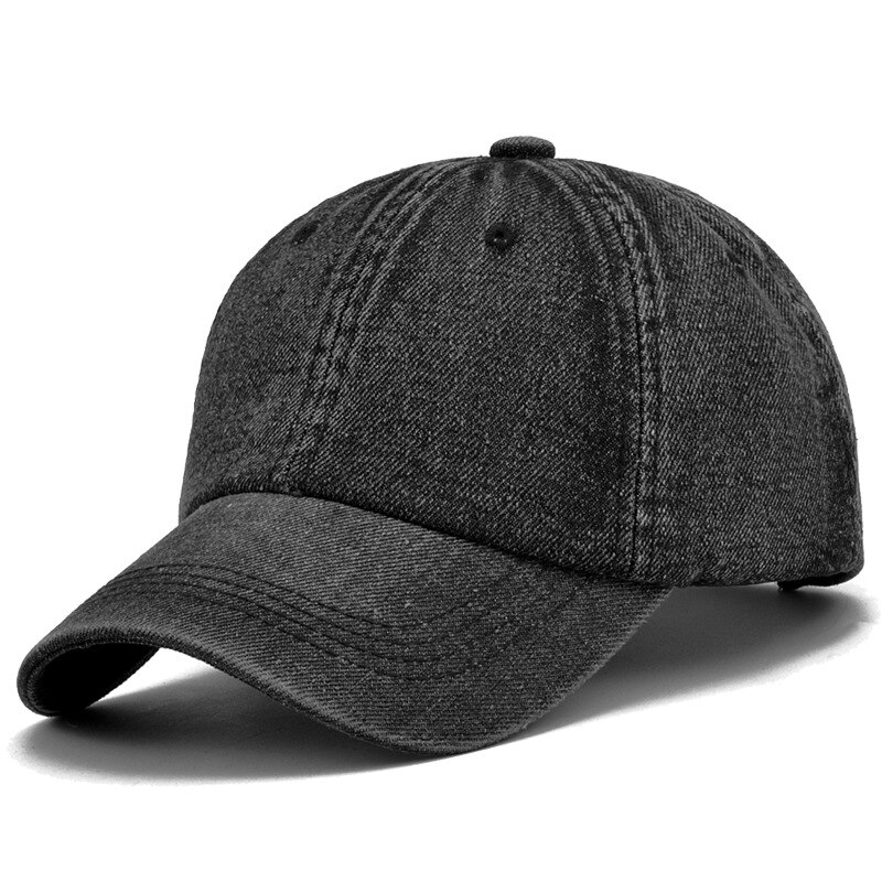 Unisex Solid Denim Baseball Cap Leeg Gewassen Jean Hoed Pet Verstelbare Snapback Hoeden Caps Voor Mannen En Vrouwen: Black