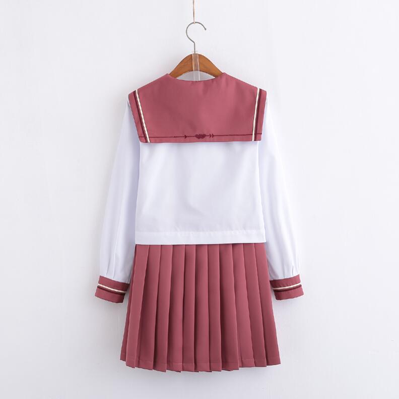 Academic Style School Uniforms Girls pink heart JK Uniform hats red Suit Student High School Japanese Preppy Sailor Suit jkx117