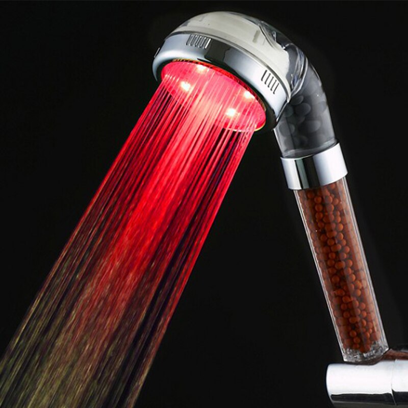 Waterbesparende Kleur Veranderende Led Douchekop Filter Met Slang, Light Up Regen Temperatuurregeling 3 Kleur Douchekop