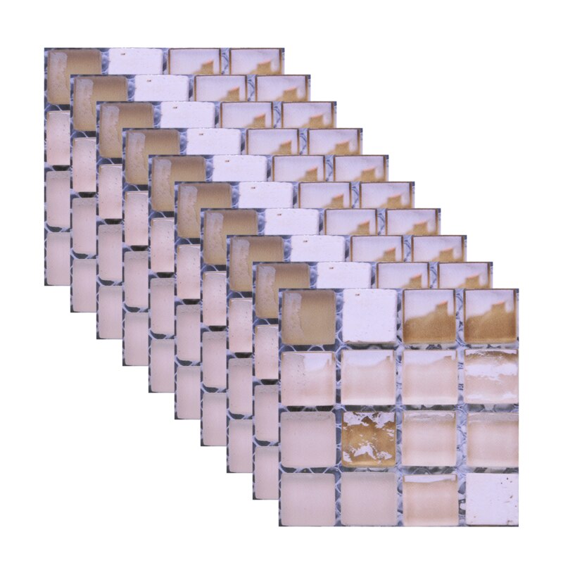 Autocollants muraux en mosaïque, 10 pièces, 10x10cm, autocollant pour peler et coller, rétro-adhésif, pour bricolage, cuisine, salle de bain, décoration murale de la maison: B05
