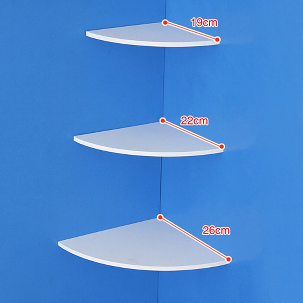 Estante de almacenamiento para decoración del hogar, esquinero con forma de ventilador montado en la pared, de plástico y madera, para baño y cocina, 3 unids/set