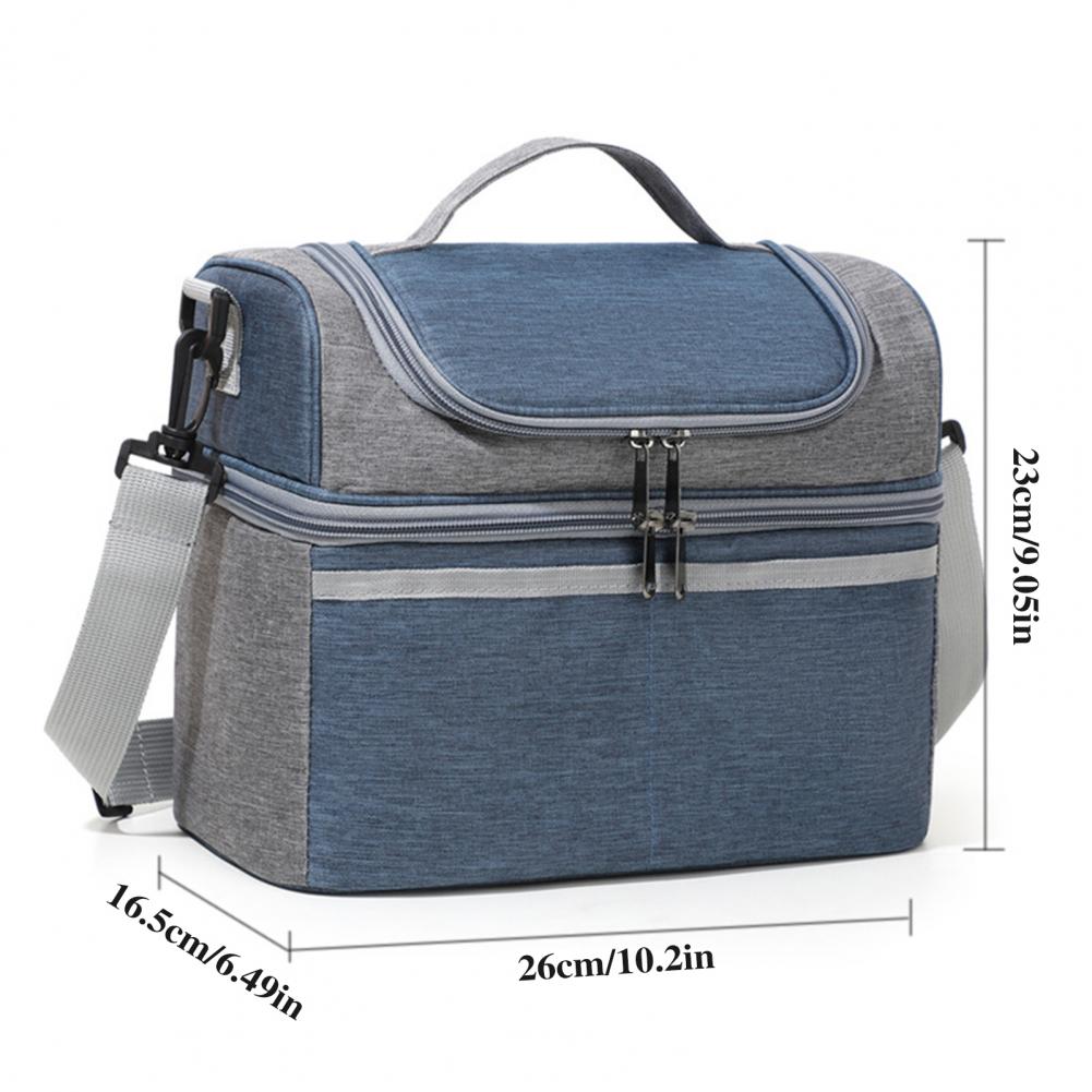 Insulated Lunch Bag Double Deck Lunch Cooler Bag Leakproof Meal Carrier Expandable Lunch Box Reusable Cooler Bag with Pocket