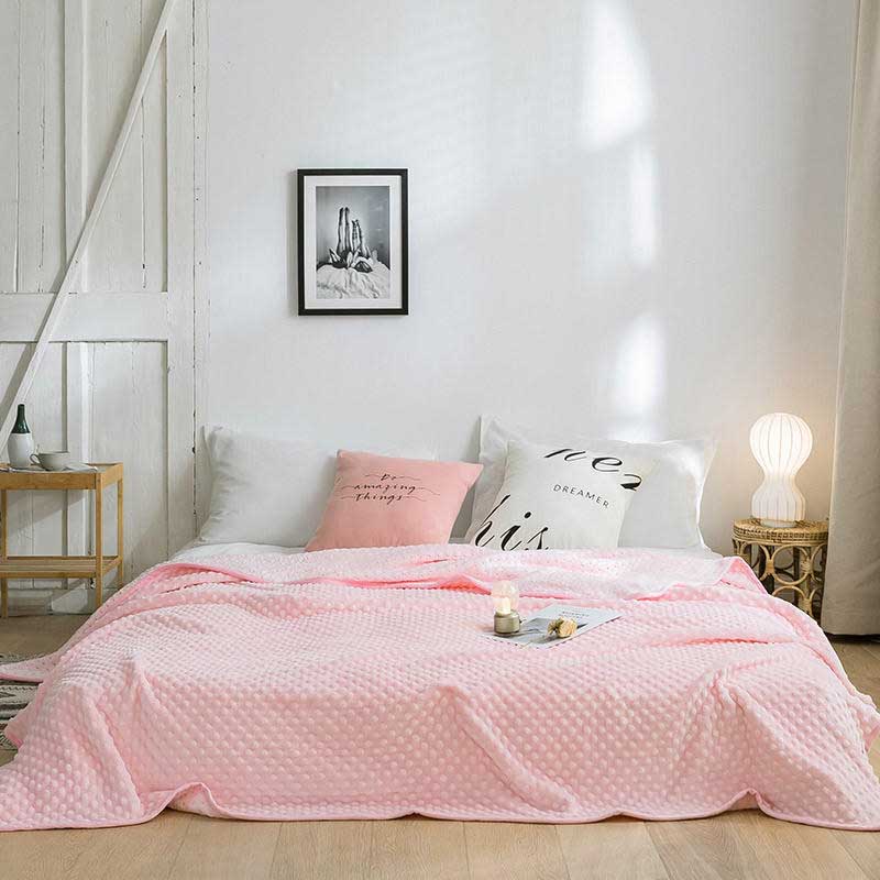 Tosidig tykkere ren farge bobleteppe flanell kast helårstepper hjemmetekstil høst/vinter varmt koselig sengeteppe: Rosa / 70 x 100cm