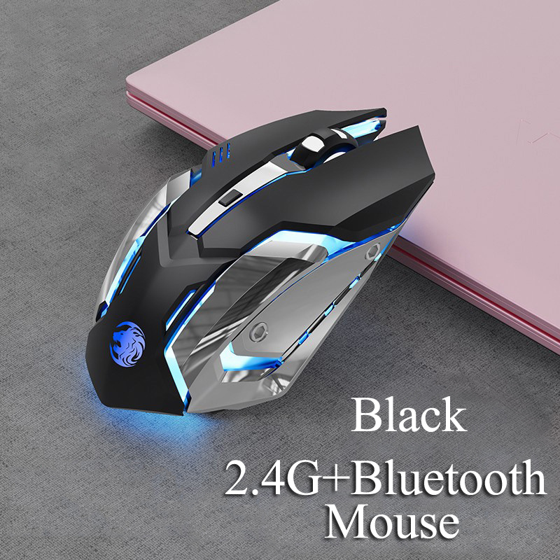 Wireless Mouse Rechargeable Mechanical Gaming Gaming Bluetooth Mute Silent Mouse for PC Laptop Tablet iPad Huawei Xiaomi Samsung: Dual Mode Black
