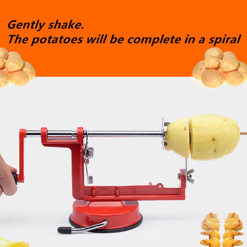 Grøntsagsspiraliz rustfrit stål snoet kartoffel æbleskærer spiral pommes fritesskærer madlavningsværktøj