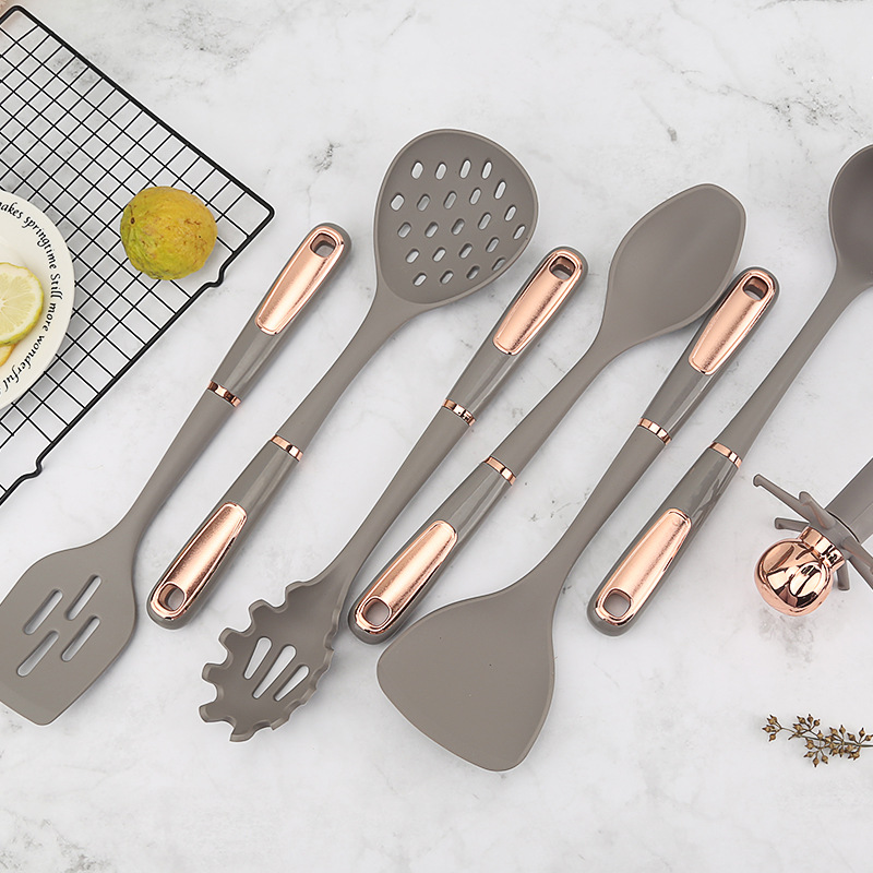Silicone Kitchen Utensils Non-Stick Cookware Cooking Tools Gold Plated Modern Resistant Heat Kitchenware Accessories Tool