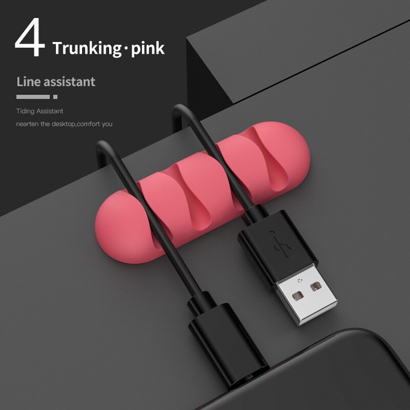 Silicone Cable Organizer Flexible Cable Winder Management Clips Earphone Cable Holder Protector For Mouse Keyboard Headphone: Red 4 holes