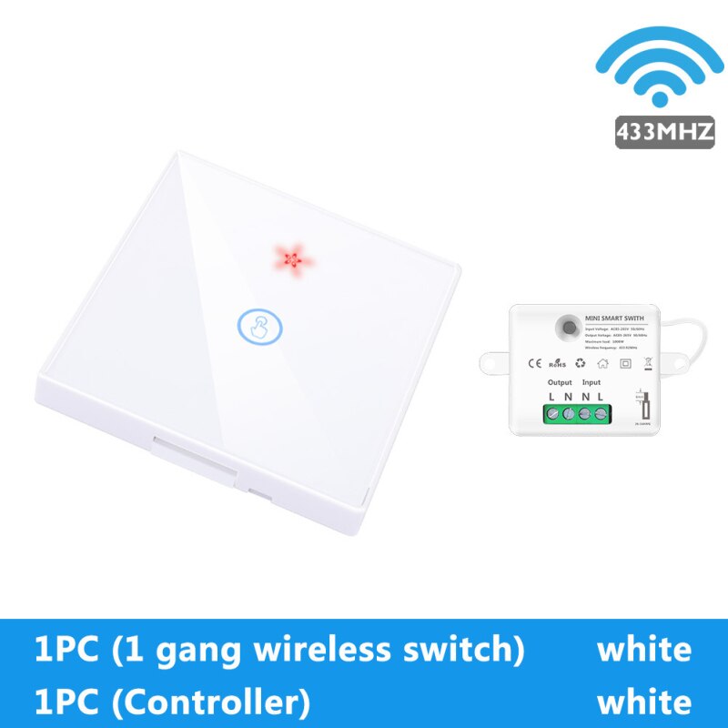 Smart Home Mini Module Wireless wall Touch Switch Light 433MHZ 110V 220V Remote Control Module Glass Screen Panel On Off: G