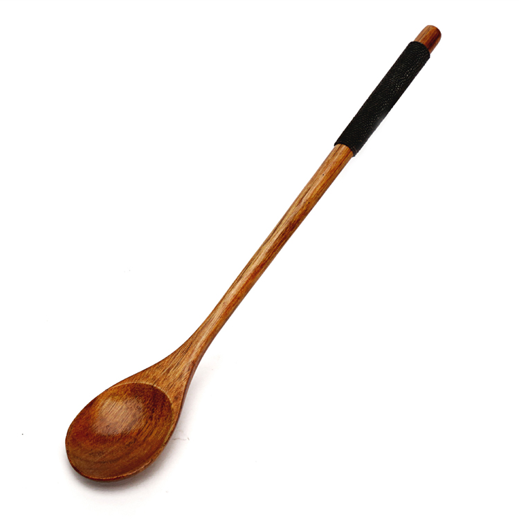 Tie draad roeren honing houten lepel met een lange handvat theelepel creatieve en wind lange handvat houten lepels dessertlepel