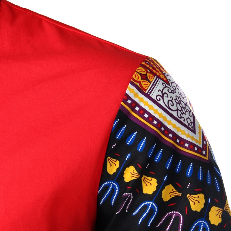 Heren afrikaans dashiki overhemd met opstaande kraag en korte mouwen, heren tribal folk top, 100%  katoenen heren afrika kleding, camisa chemise, s-xxl