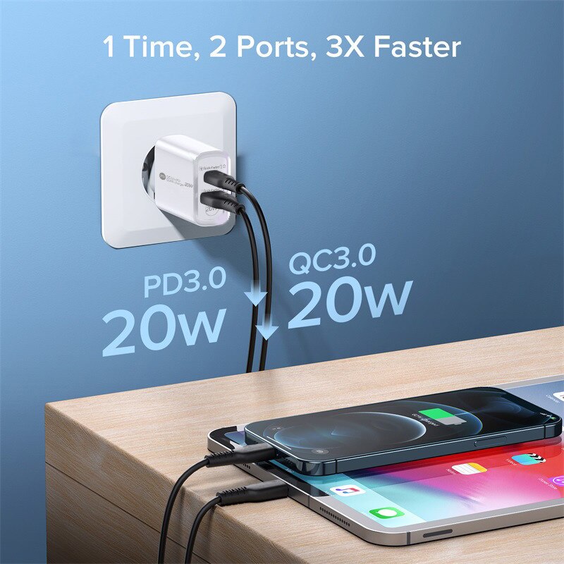 20W Usb C Lader 2 Poorten Snel Opladen PD3.0 QC3.0 Adapter Voor Iphone 13 12 11 Airpods Samsung Xiaomi muur Telefoon Snellader