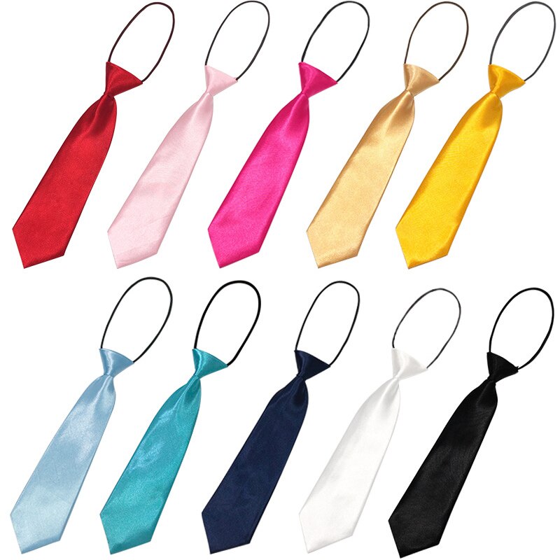 Cravate élastique à la pour garçons et filles, pour enfants, pour mariage, couleur unie