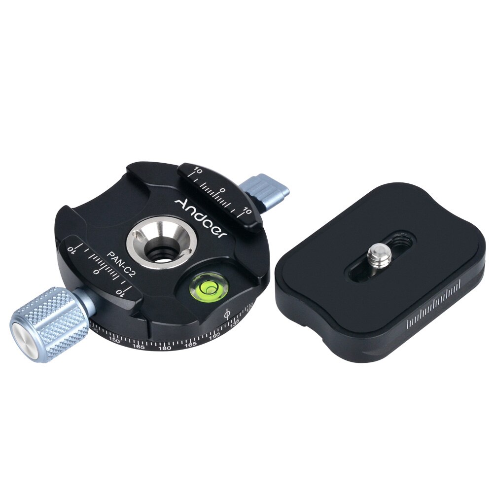 Aluminum Alloy Andoer PAN-C3 RES Tripod Head Clamp Adapter with Quick Release Plate for Arca-Swiss AS Standard Plates 3 Colors