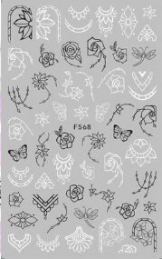 1 Vel Zwart Wit 3d Nail Art Stickers Bloemen Bladeren Geometrie Nail Stickers Nagel Folie Nagels Art Nail Decoratie Nail art