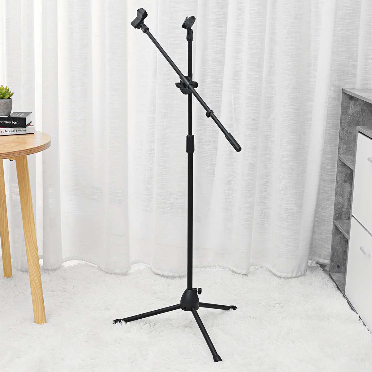 150cm Microphone Stand Holder Boom Arm Height Angle Adjustable With Tripod Base Universal Shockproof Mount Holder Mic Stand