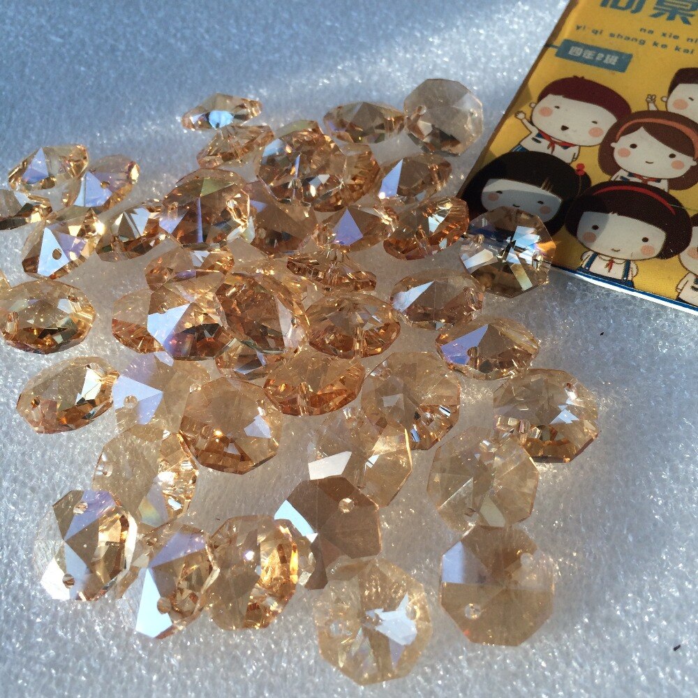 Camal 1/5/10 M Champagne Crystal 14 Mm Achthoekige Kralen String Strengen Garland Kroonluchter Lamp Gordijn Verjaardag wedding Party: 100pcs loose beads