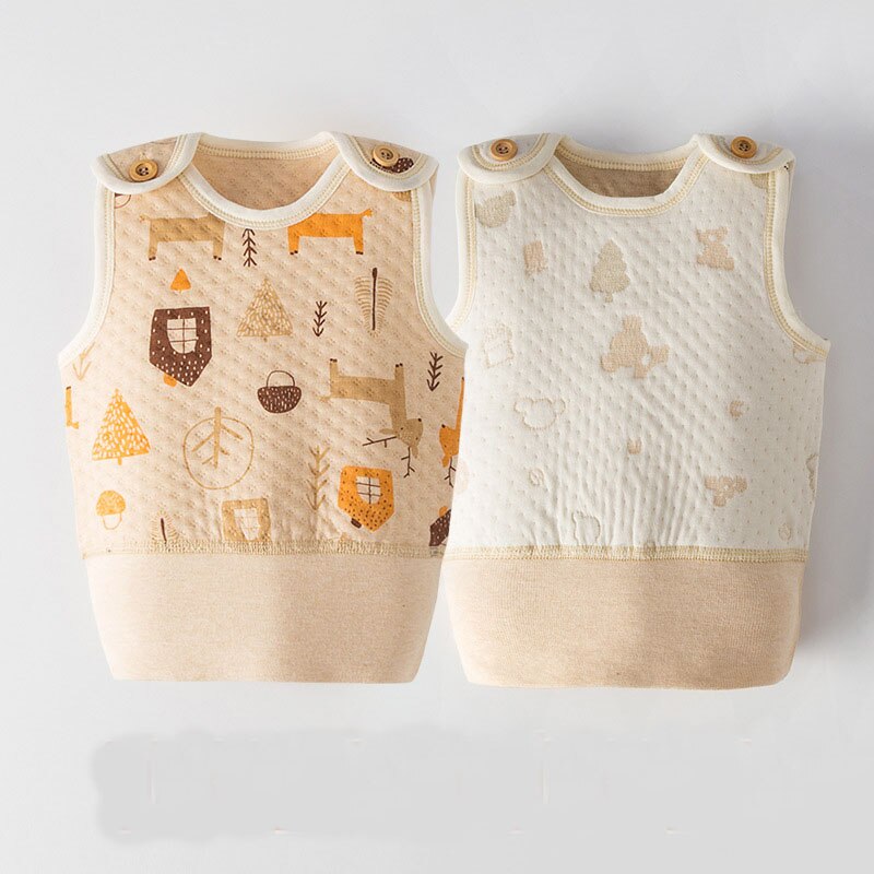 Kinderen Kleding Biologisch Katoen Pasgeboren Vest Herfst Winter Meisje Jongen Vest Om Warm Baby Gewatteerde Katoenen Vest Katoen