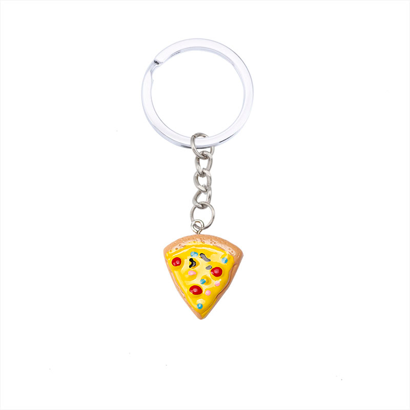Unisex 6-delige sleutelhanger schattige pizza legering hanger kan worden gebruikt voor rugzak autosleutel accessoires sleutelhanger sieraden