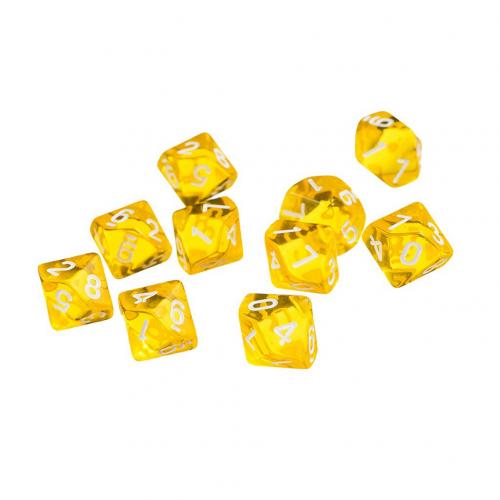 10Pcs Transparant Polyhedral D10 Multicolor Dice Game Party Pub Supplies Dice Game Party Pub Levert: YELLOW